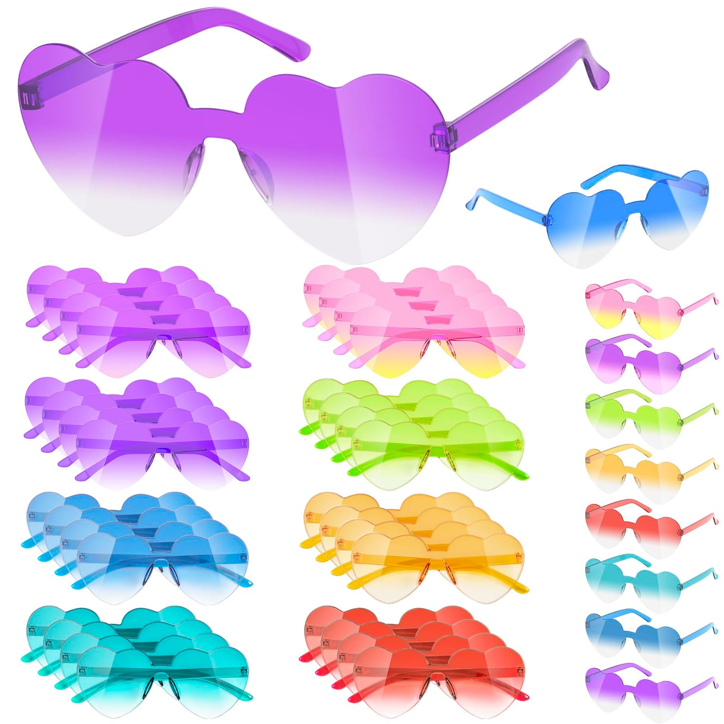 nylytek Heart Sunglasses Party Favors for Kids - Girls Boys Age 3-12 Valentines Birthday Goodie Bags Stuffers, 24 Pack Heart Glasses