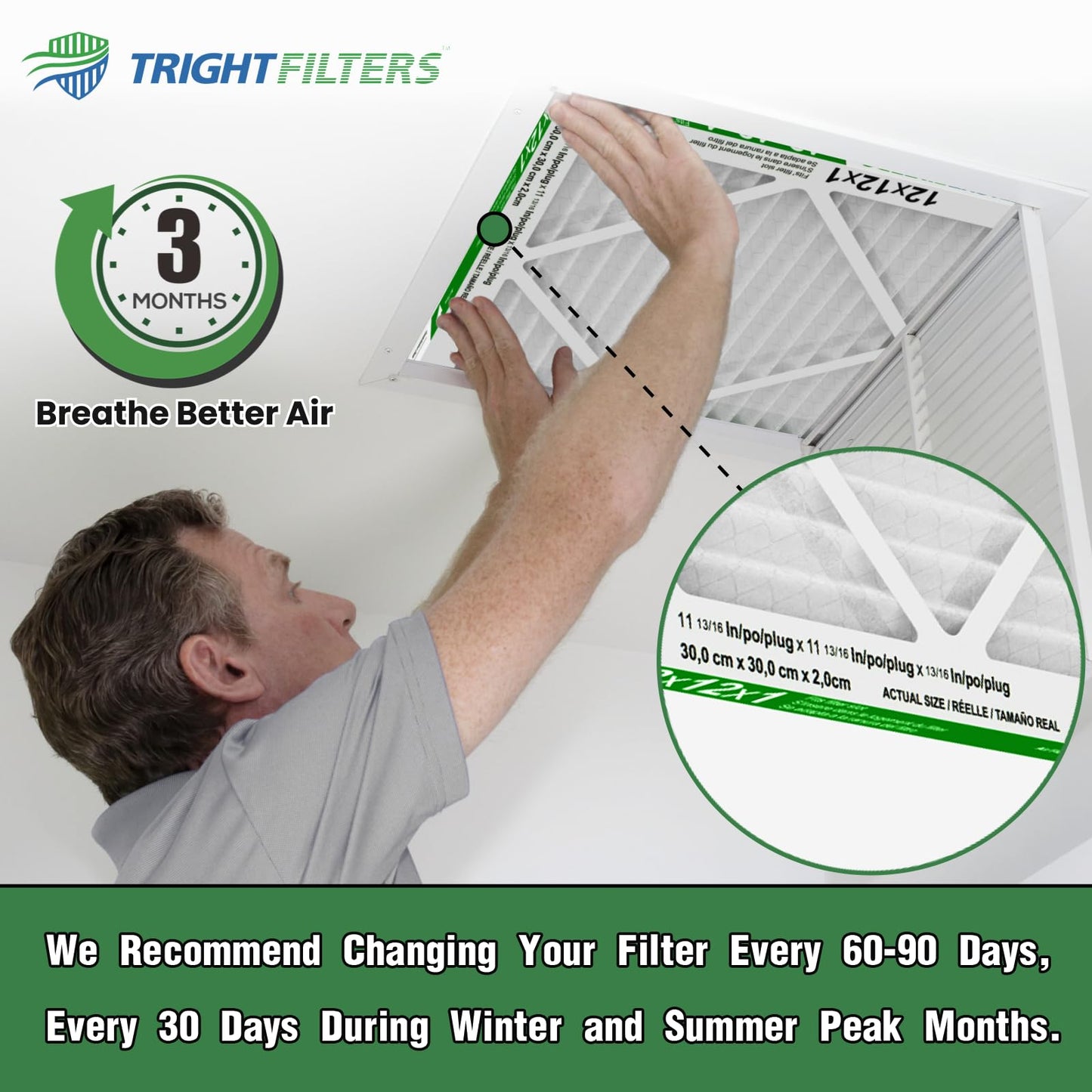 TRIGHTFILTERS 12x12x1 Air Filter 6 Pack, Durable MERV 8 Pleated Home HVAC AC Furnace Filters, Lightweight Compact Air Conditioner Filter Replacement