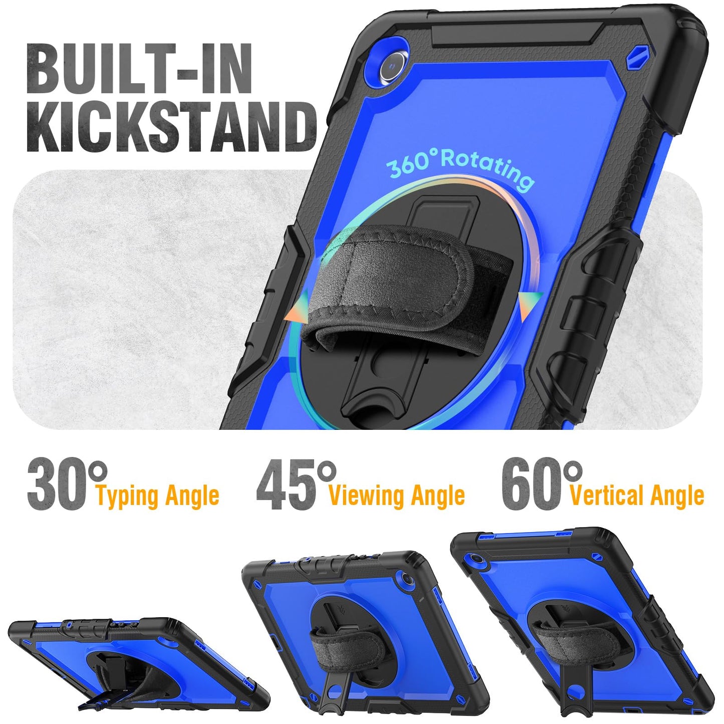 HXCASEAC Case for Samsung Galaxy Tab A9+ Plus 11 Inch, Protective with Screen Protector/Hand Strap/Pen Holder, Sturdy Shockproof for Samsung A9 Plus Tablet Case SM-X210 SM-X216 SM-X218 - Blue