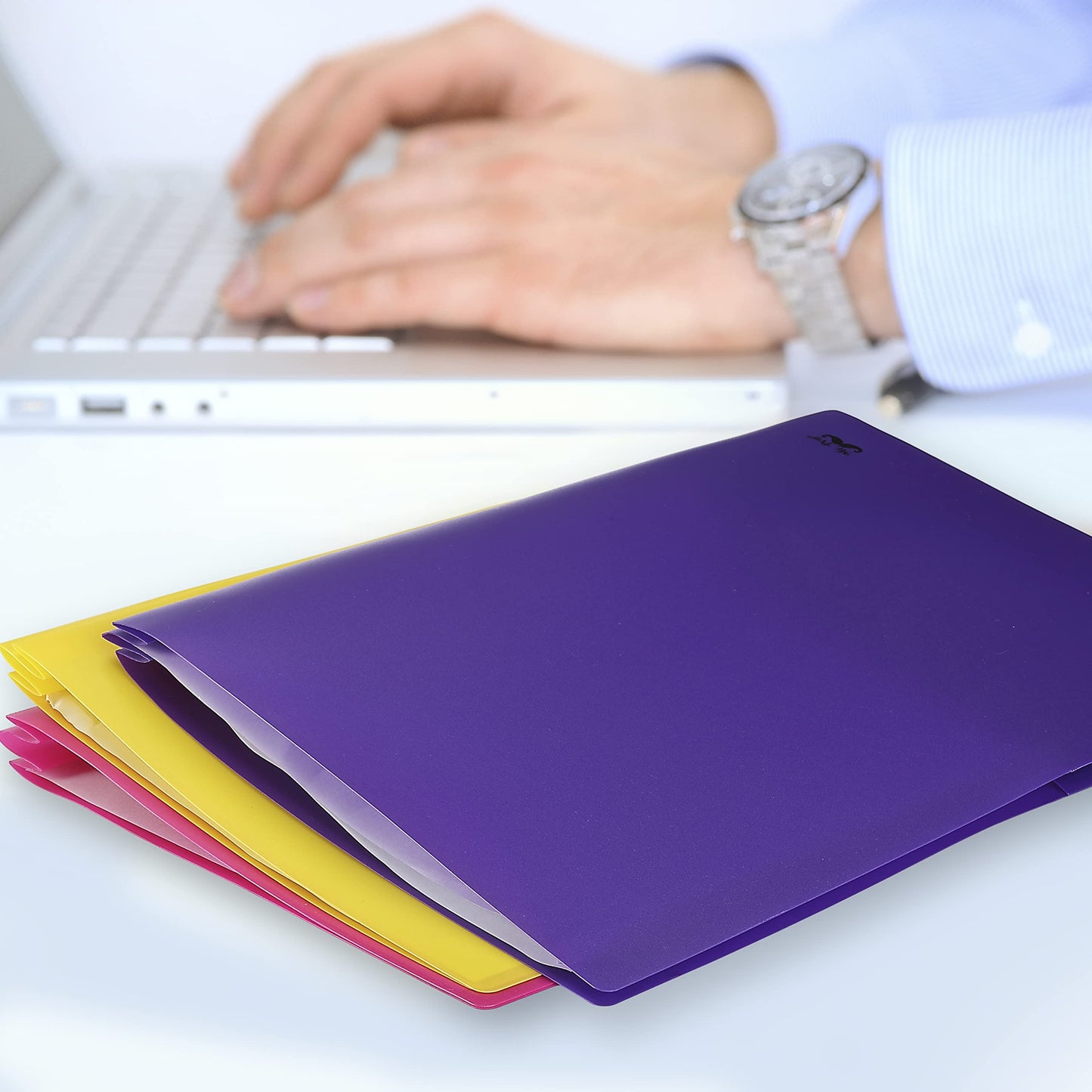 Mr. Pen- Folders with Pockets and Prong with Fasteners, 2 Pocket Folder, 3 Prong Folders, 5 Pack, Plastic, Back to School Supplies