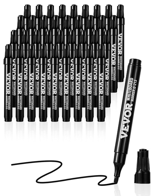 VEVOR Black Dry Erase Markers, 36 Pack Low-Odor Whiteboard Markers with Chisel Tip, Easily Clean Dry Erase Markers Bulk for School Office Home