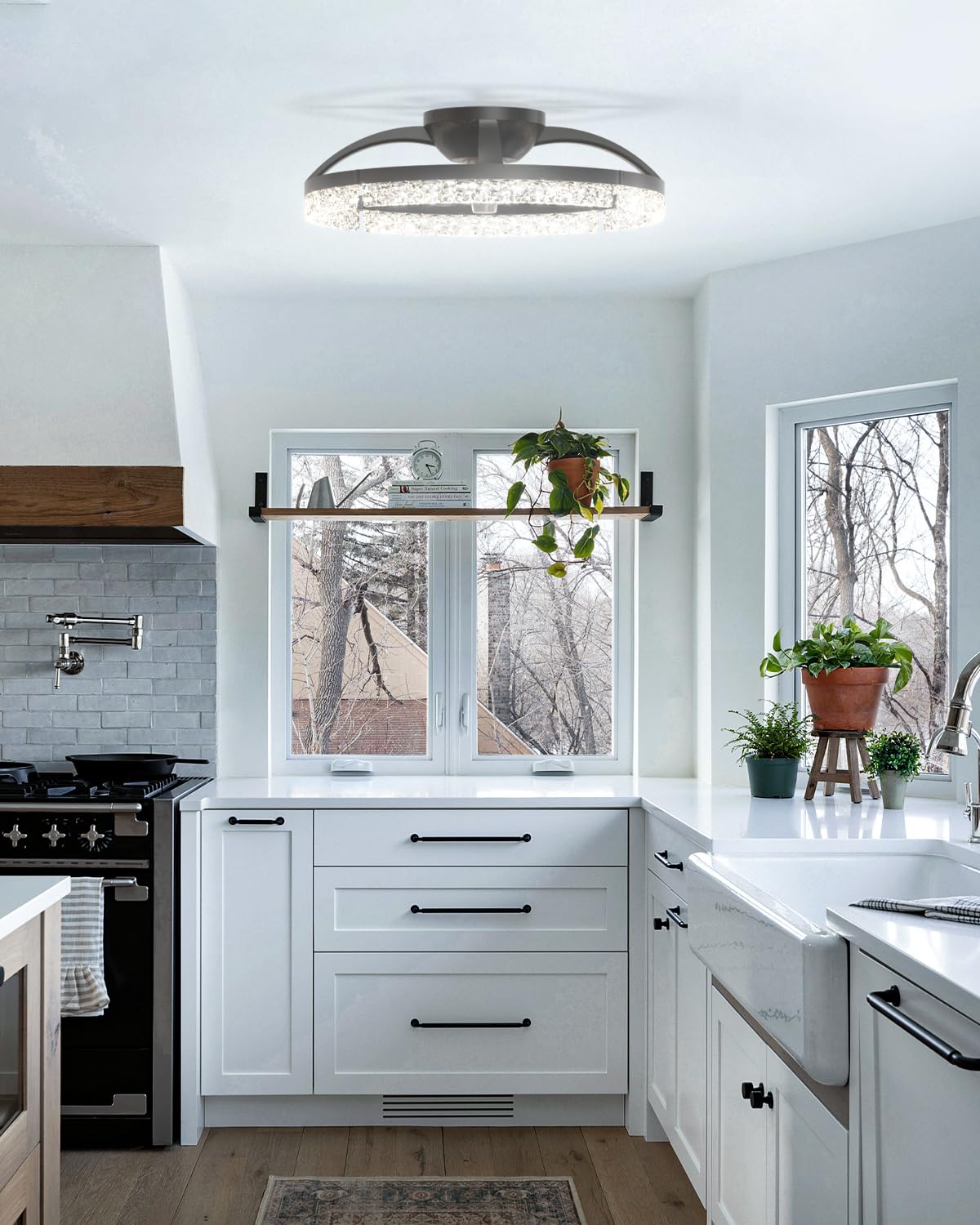 addlon Ceiling Fans with Lights and Remote, 20'' Low Profile Ceiling Fans, 3000-6000K Dimmable Modern Flush Mount LED Fan Light, Fandelier Ceiling Fan for Bedroom, Kitchen, Living Room, Black