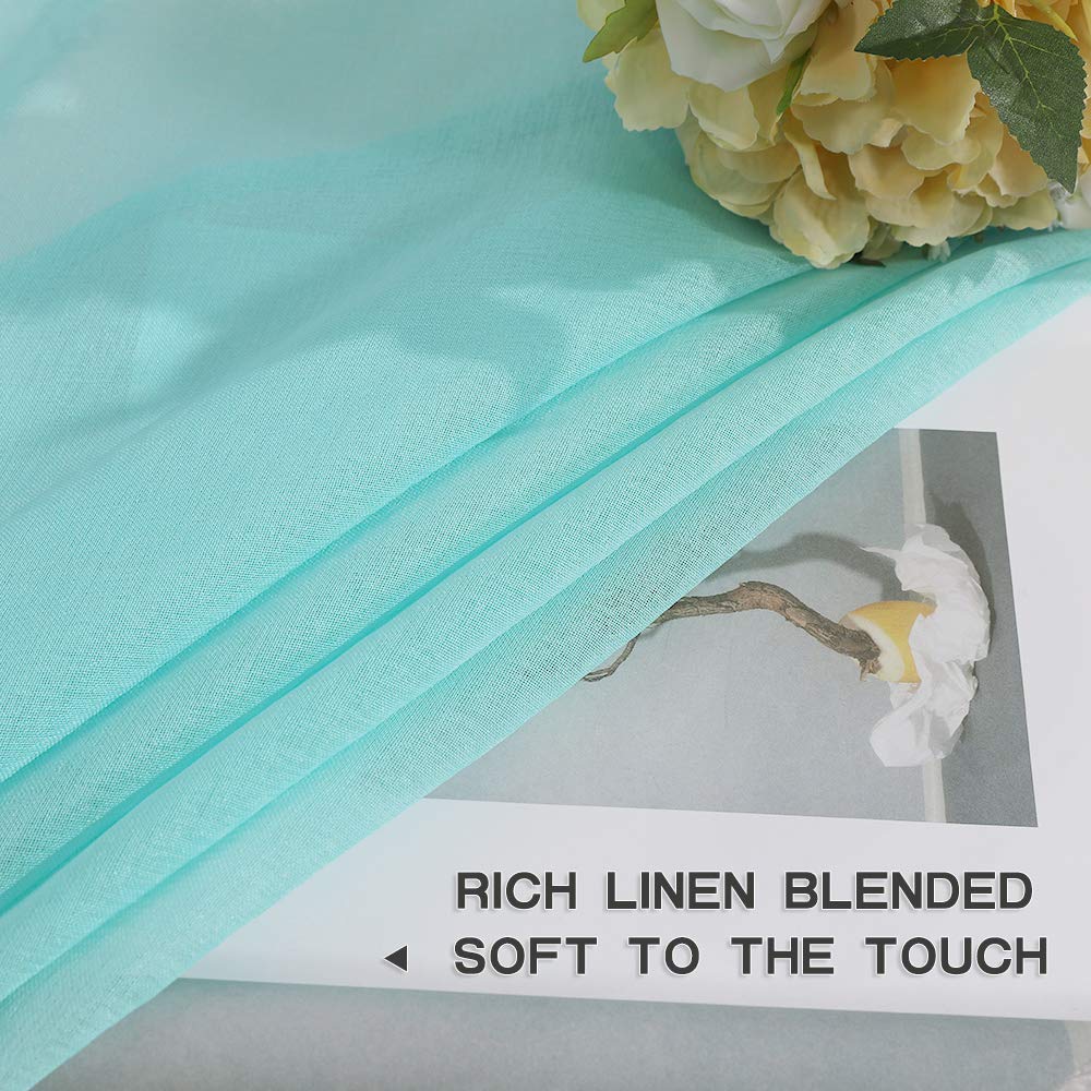 MIULEE 2 Turquoise Semi Sheer Window Curtains Elegant Grommet Top Voile Panels/Drapes/Treatment Aqua Blue Linen Textured for Bedroom Living Room Decor (54X84 Inches)