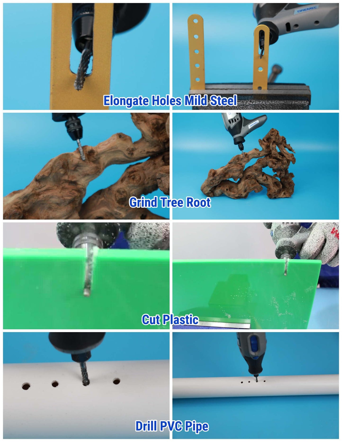 Sworker 20 Pcs Carbide Burr Set 1/8" Shank Compatible with Dremel Bits Rotary Tools Attachment Kit Rasp Drill File Accessories Metal Wood Stone Steel Grinding Carving Cutting Polishing Solid Tungsten