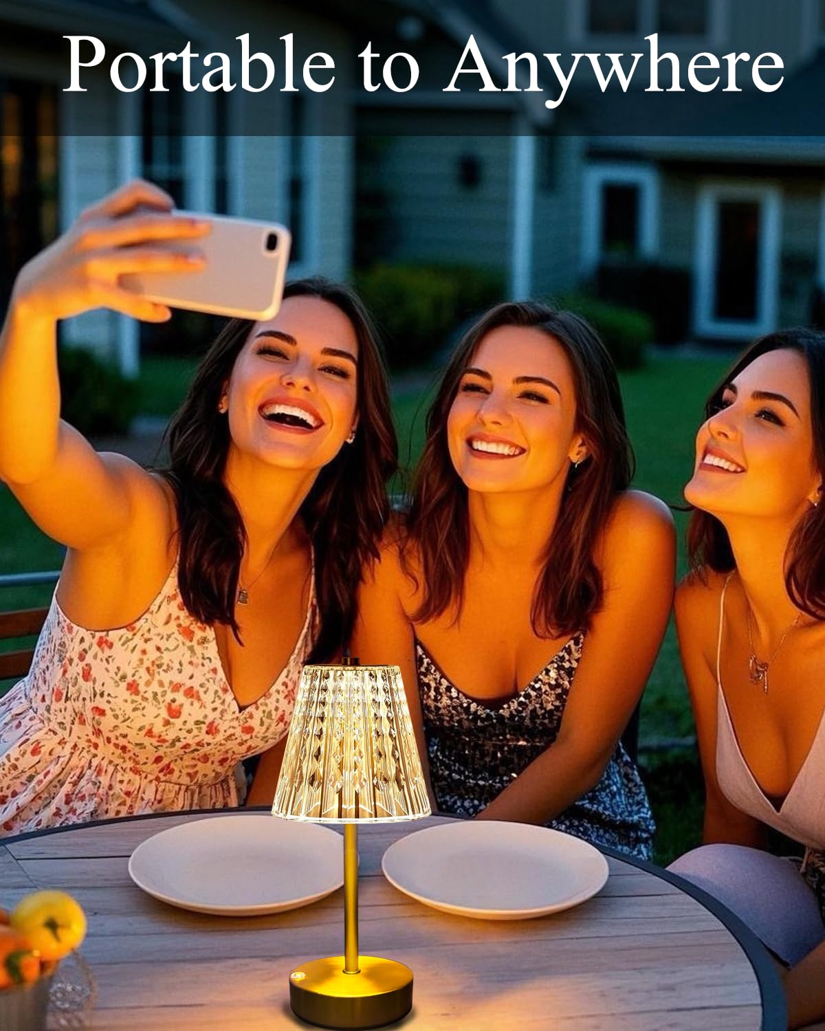 Gold Cordless Table Lamp Rechargeable,5000mAh Battery Operated Lamps,Mini Small Crystal Table Lamp for Restaurant Dining Bathroom/Kitchen Counter/Rechargable Touch Lamp for Home Dinner Shower Lamp