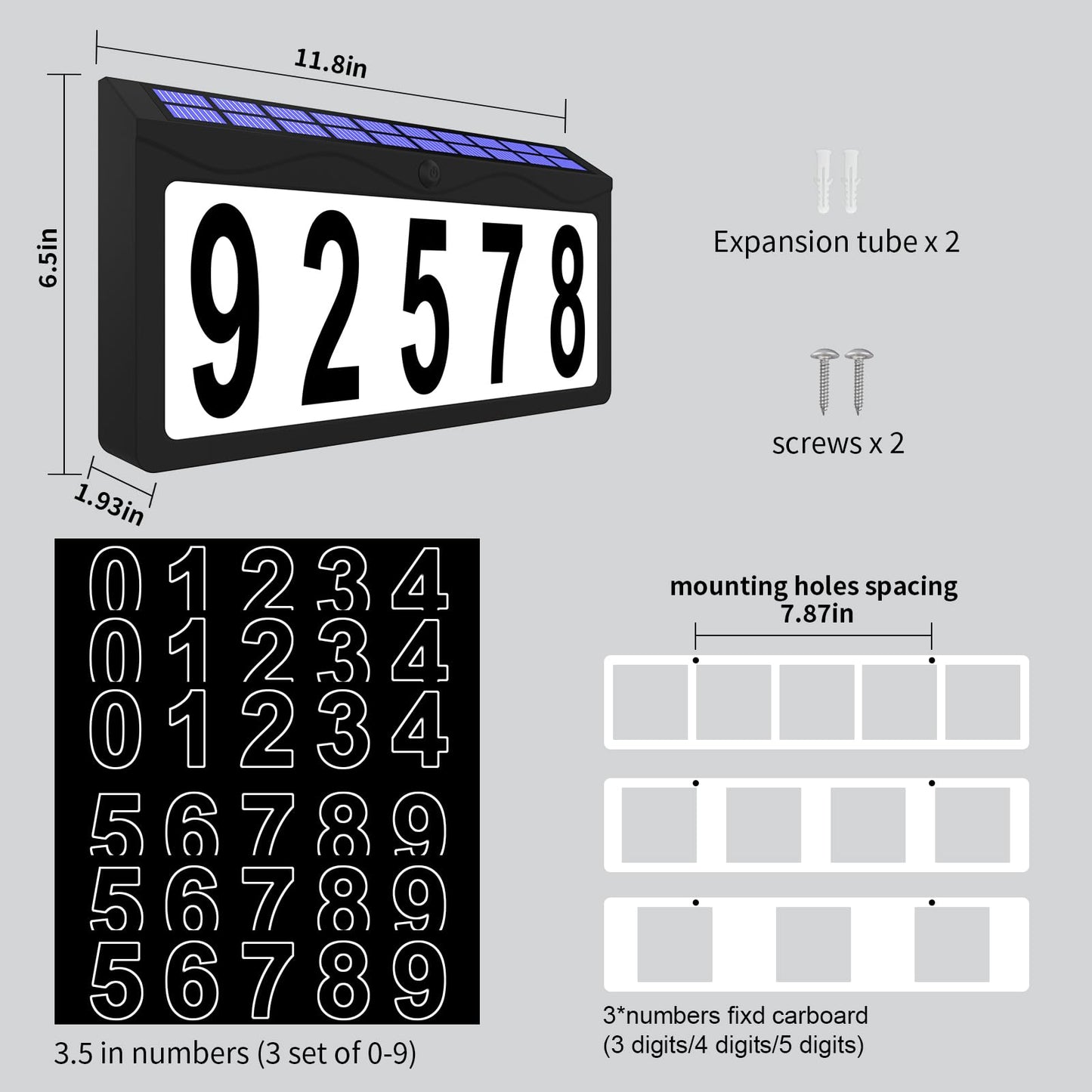 IVWVI Solar Address Sign, Lighted Address Plaque Outdoor Waterproof, Illuminated RGBW Color Address Numbers, House Numbers for Home Street Mailbox Outside