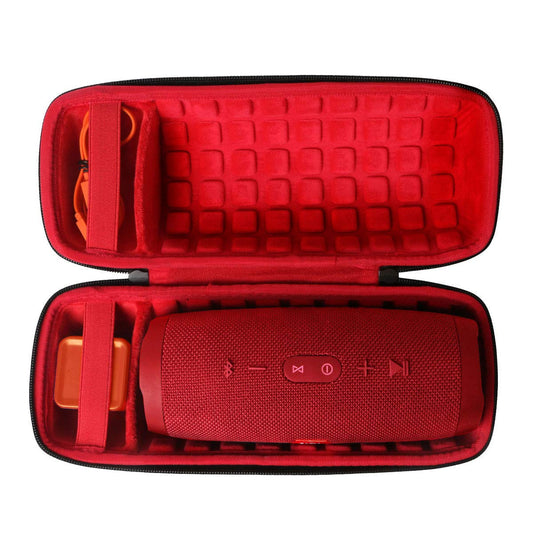 co2CREA Hard Travel Case for Replacement for JBL Charge 4 / Replacement for JBL Charge 5 Waterproof Bluetooth Speaker (Outside Black and Inside Red)