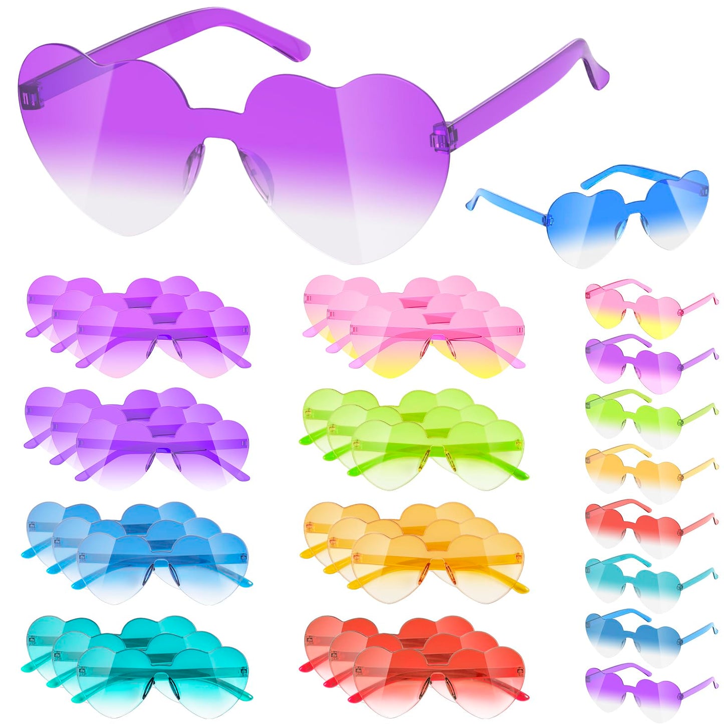 nylytek Heart Sunglasses Party Favors for Kids - Girls Boys Age 3-12 Valentines Birthday Goodie Bags Stuffers, 24 Pack Heart Glasses