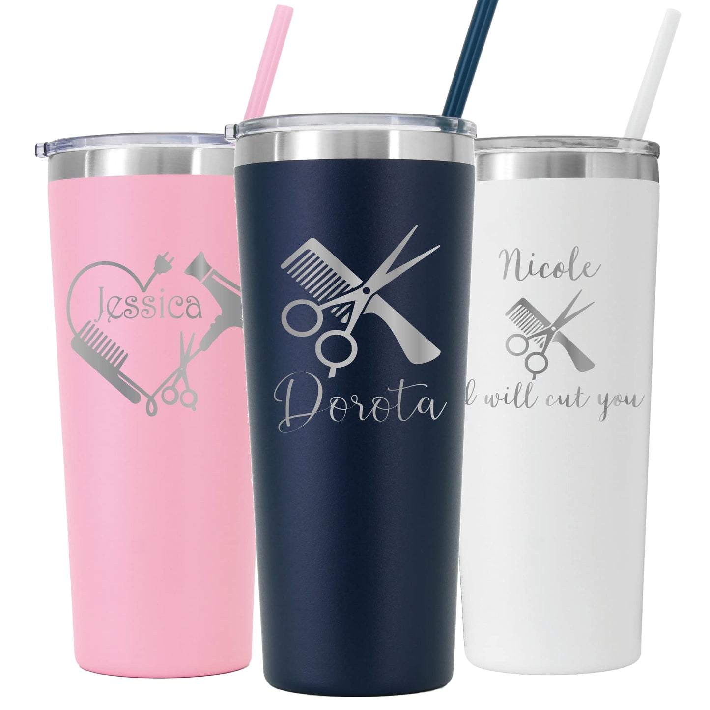 Personalized Hairdresser Laser Engraved 22 oz Tumbler with Straw, Hairdresser, Barber, Beauty Salon, Gift, Hair Salon, Hair Stylists Coffee Travel Mug, Barber Appreciation