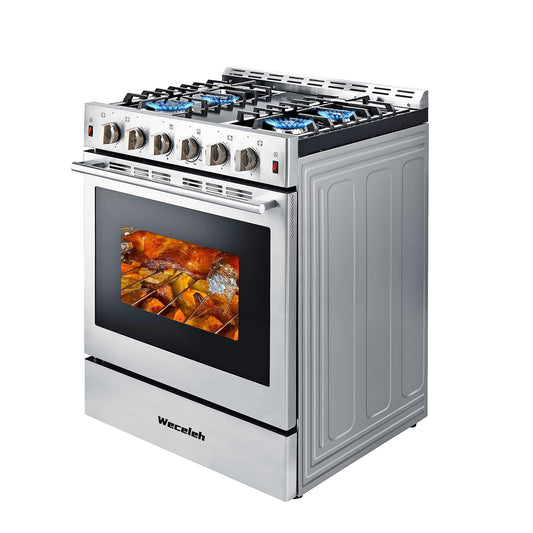 Freestanding Gas Range Stove 30 inch Gas Cooktop Stove 4 Burners 42000BTU 5.56 cu.ft. 3 Layers Large Convection Oven,Heavy Duty Stainless Steel Tempered Glass Door