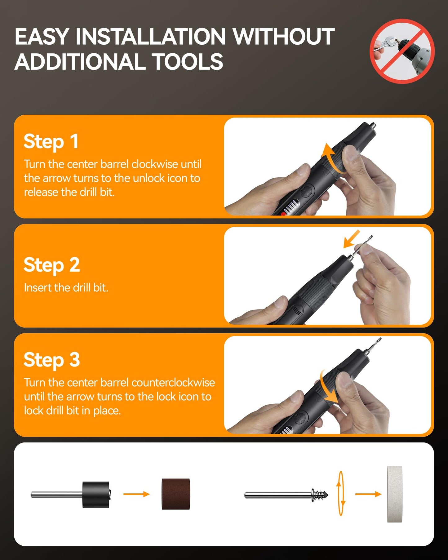 Cordless Rotary Tool, 8V Multi Tool with Auto-Lock Chuck & 5 Speed, 23,000RPM Rechargeable Engraver Kit with 62 Accessories, for Sanding, Polishing, Drilling, Carving, DIY Crafts