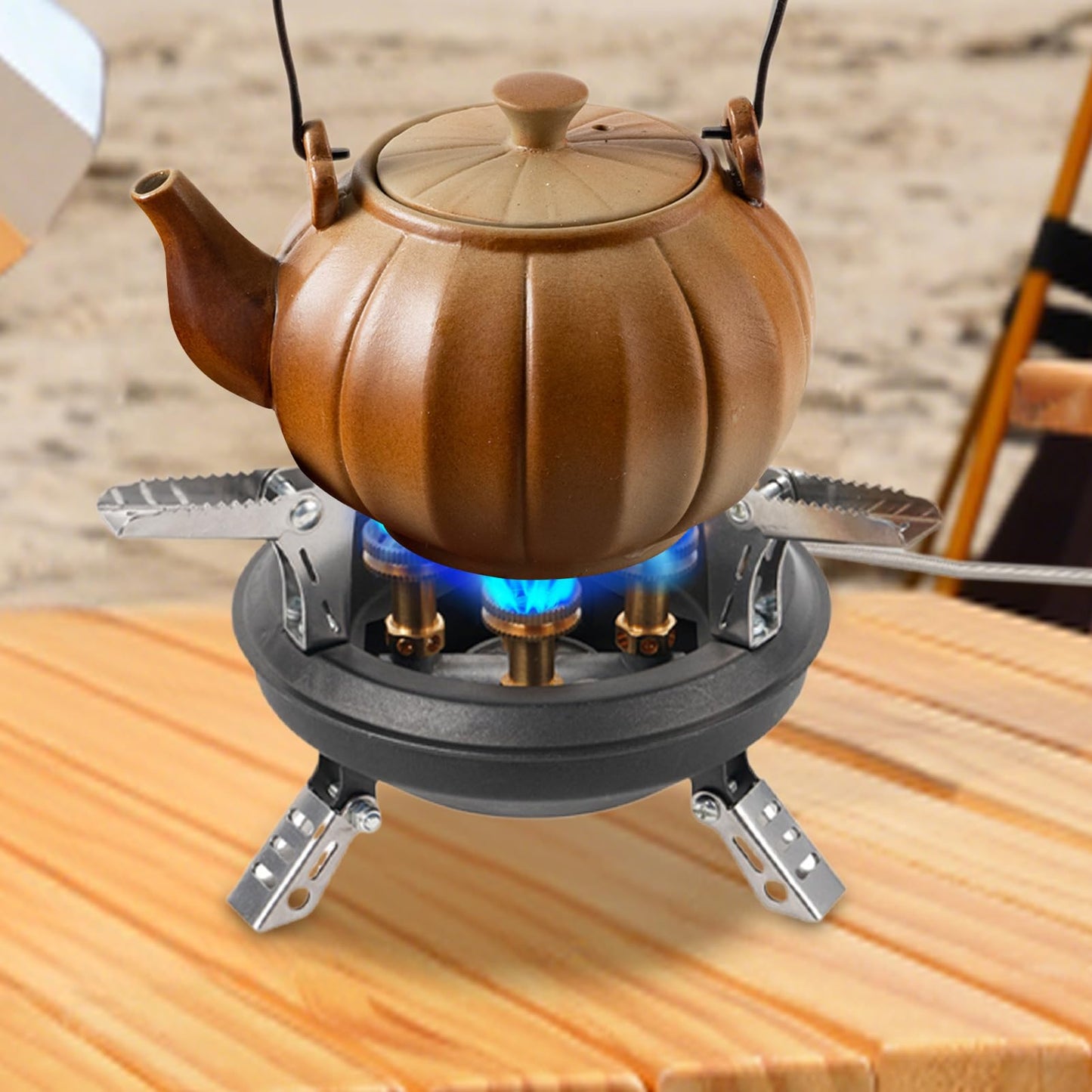 Backpacking Stove - Portable Folding Stove, Five Burner Cooktop | Wind Resistant Outdoor Cooking System, Compact Flame Control Burner Kit, Lightweight Propane Cooking Equipment, 16000W Camping Heat