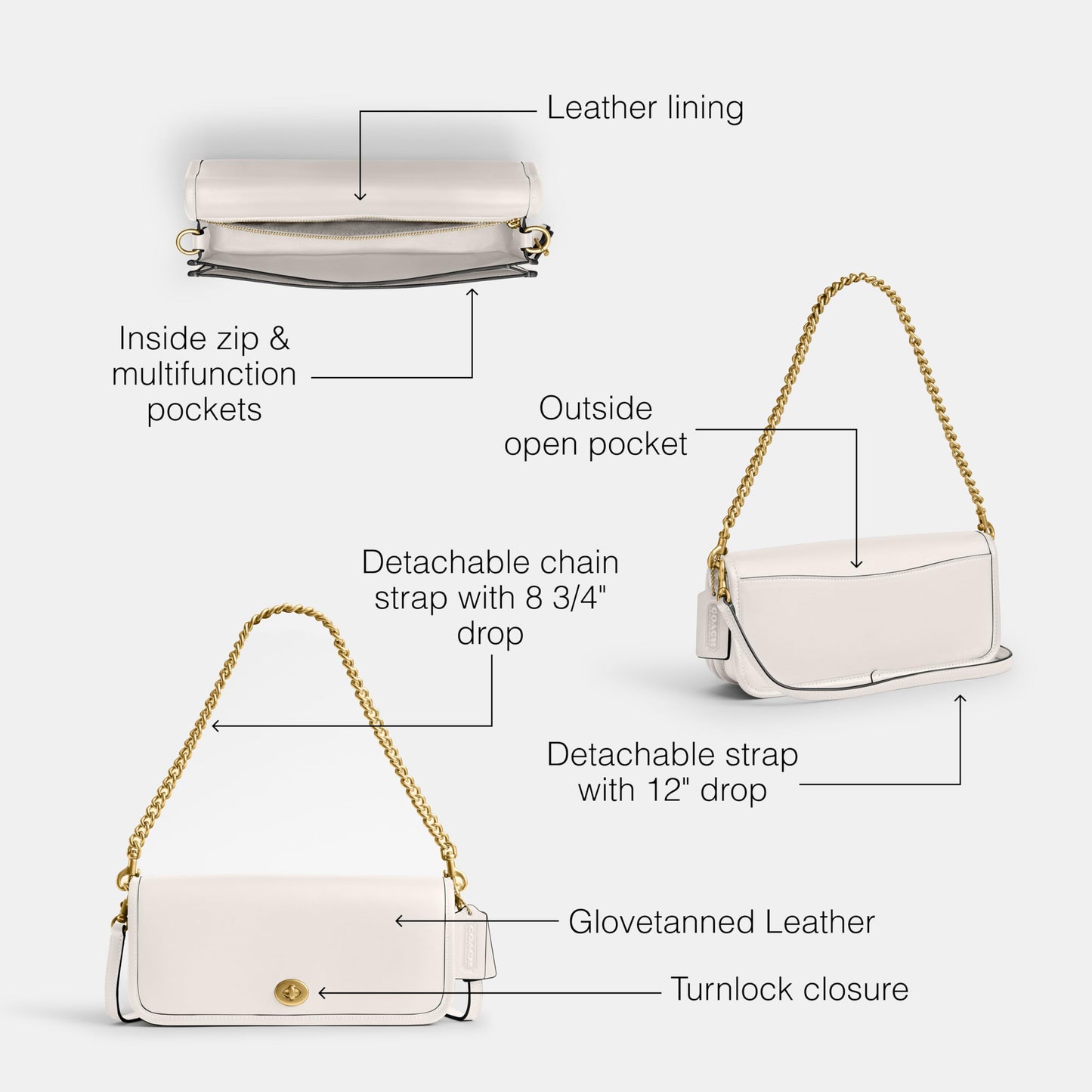 COACH Dinky Bag, B4/Chalk