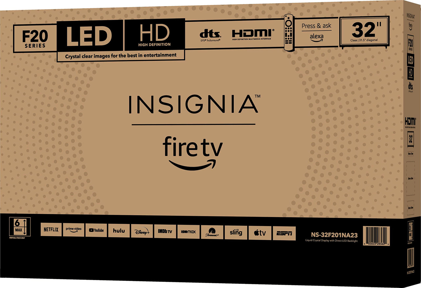 INSIGNIA 32" Class F20 Series Smart HD Fire TV, Voice Remote with Alexa, Free & Live TV