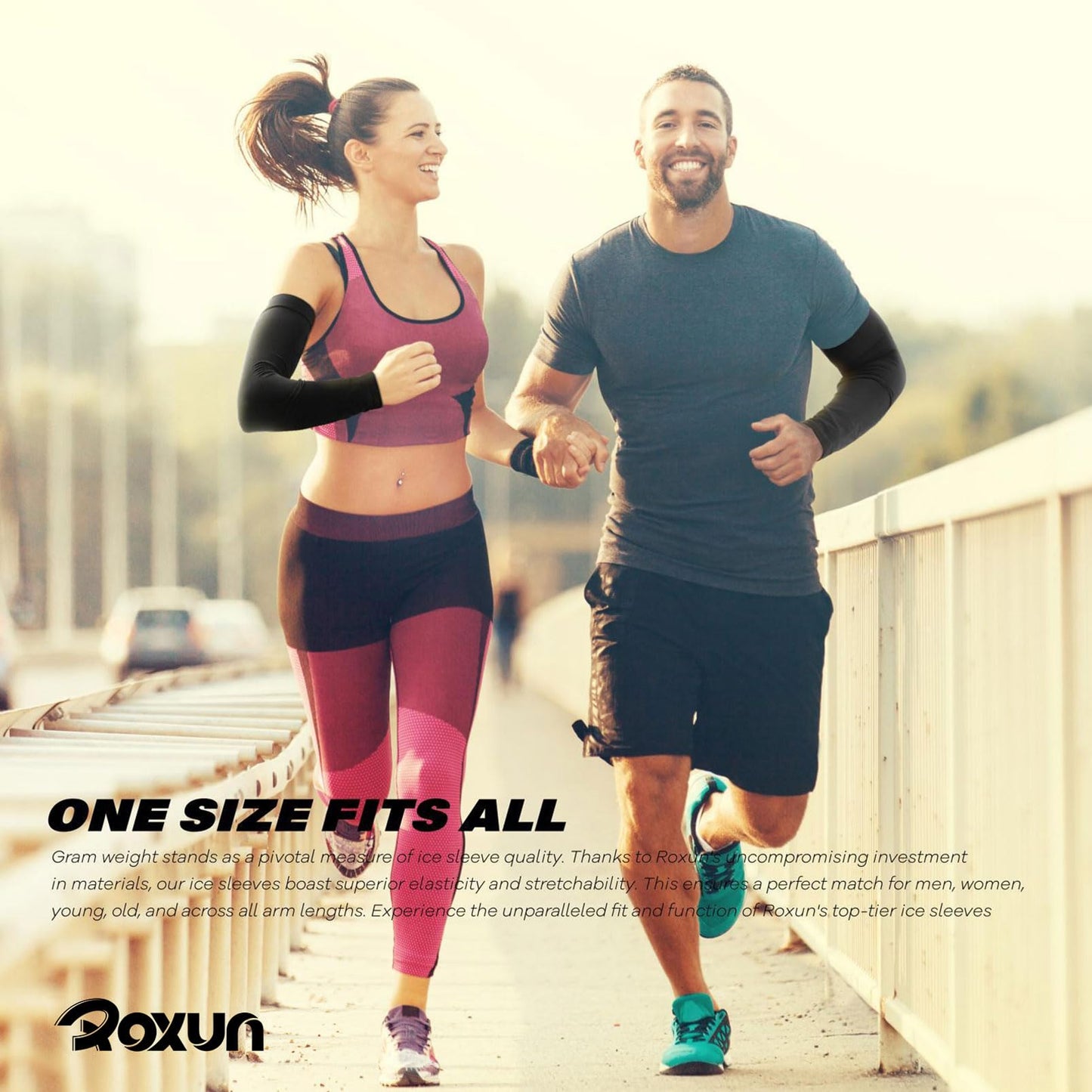 ROXUN 4 Pairs Arm Sleeves, Cooling UV Sun Protection Sports Compression for Men/Women Black+Dark Gray+Light Gray+White