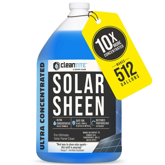 CLEANTITE Solar Panel Cleaner 1 Gallon (Makes 512 G) - Super Concentrated Cleaning Solution for Glass, Metal, Wood & Plastic - Remove Oil, Fingerprint & Water Spots - Multipurpose Solar Panel Cleaning