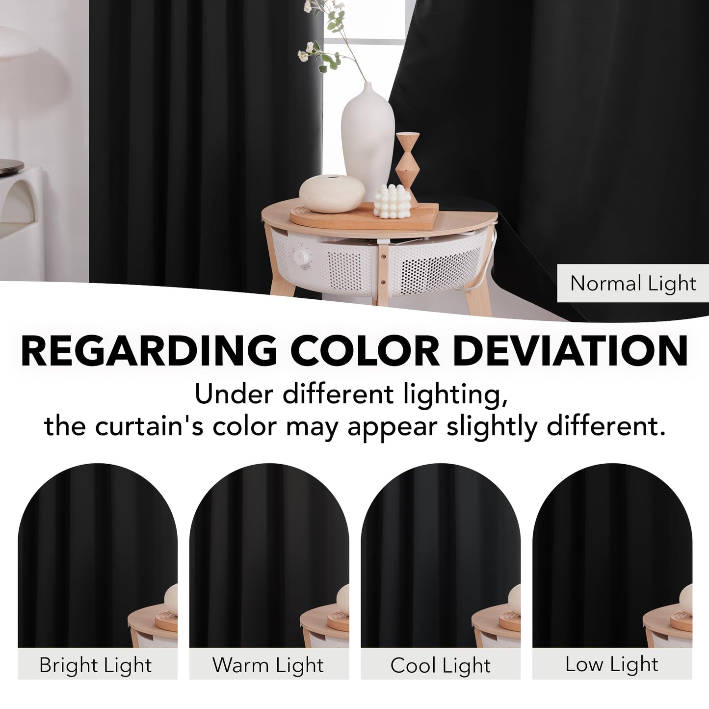 Deconovo Blackout Curtains 84 Inches Long, Black Blackout Curtains for Bedroom - 2 Panels, 52x84 Inch, Room Darkening Curtains for Living Room, Back Tab and Rod Pocket Black Curtains