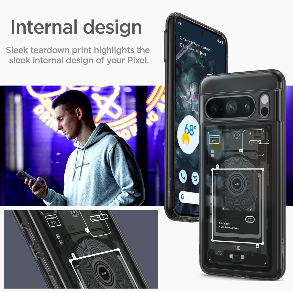 Spigen for Pixel 8 Pro Case, Ultra Hybrid (2023) [Anti-Yellowing] [Military-Grade Protection] - Zero One