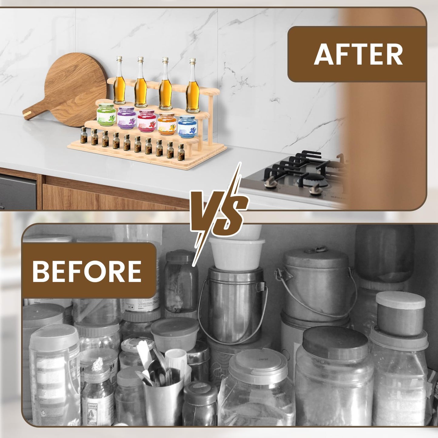 HJJWNDDNG Wooden Display Riser Stand 4 Tier Perfume Display Riser Stand, Cupcake Displays Shelf Organizer for Bedroom Bathroom Dressing Table(Log color,Four floors)