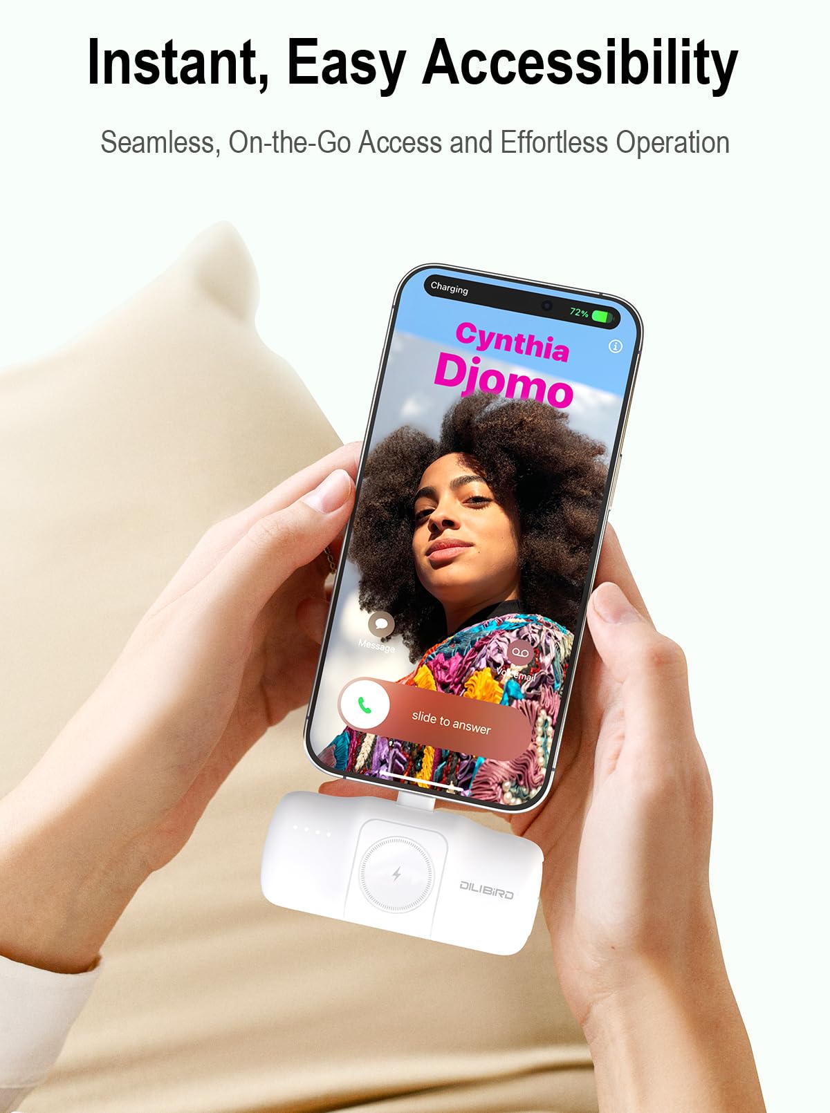 DILIBIRD Travel Essentials Small Portable Charger for iPhone 15 pro 5000mAh, Ultra-Compact Charging Battery Compatible with Apple Watch, iPhone 14/14 Pro/Plus/Pro Max,15&13 (Black)