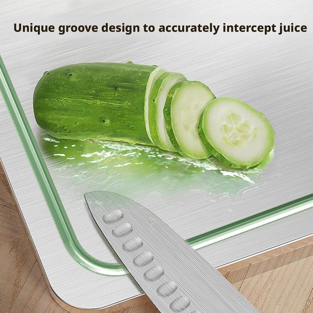 Stainless Steel Cutting Board, Cutting Boards for Kitchen, Double Sided Board Cutting Board, with Premium Metal, Foodgrade Stainless Steel Cutting Board, for Meat,Fruit, Vegetables (46 * 30CM)