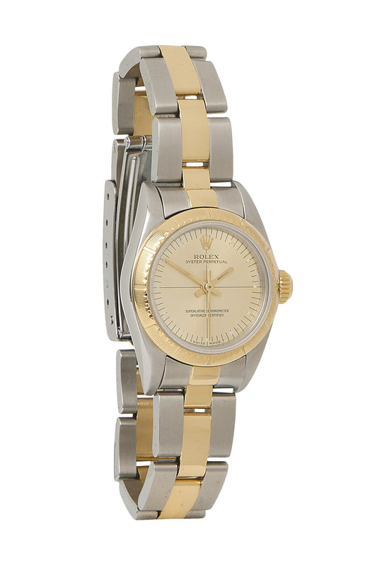 Rolex, Pre-Loved 18K Yellow Gold & Stainless Steel Zephyr Oyster Perpetual 67243 24mm, Gold