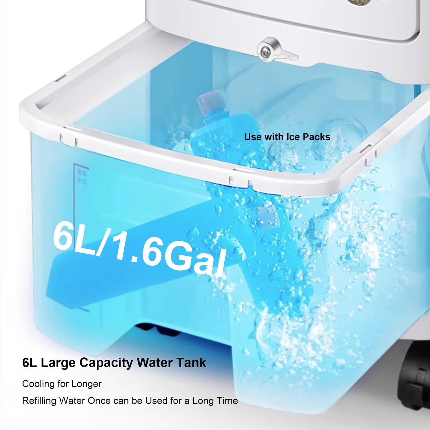 Swamp Cooler Portable, Evaporative Air Cooler, Cooling Fan with 1.6 Gallon Water Tank, Remote Control, 3 Speed 3 Modes, 4 Ice Packs, Cool Down the Room, 29 in