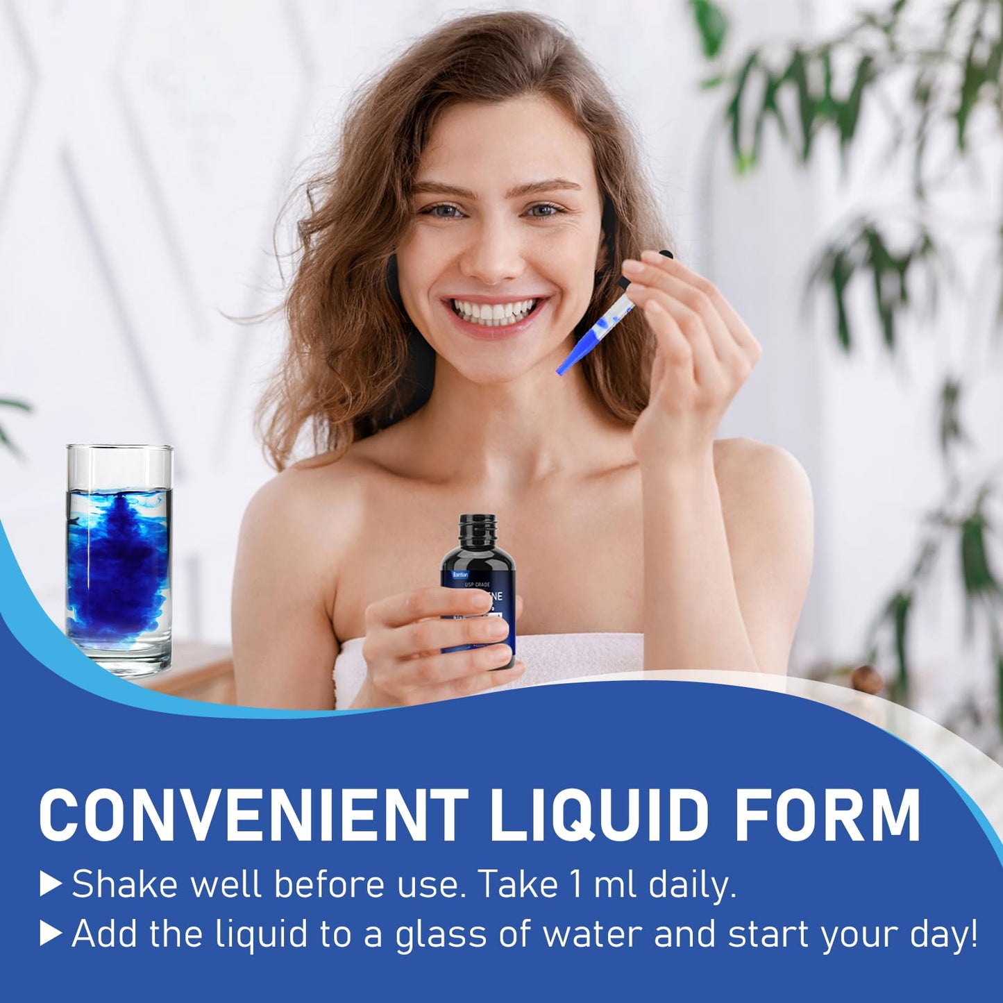 Methylene Blue 1%, Methylene Blue Pharmaceutical Grade Glass Bottle with Dropper, Liquid Methylene Blue for Humans, Formaldehyde & Alcohol-Free, 50 ml