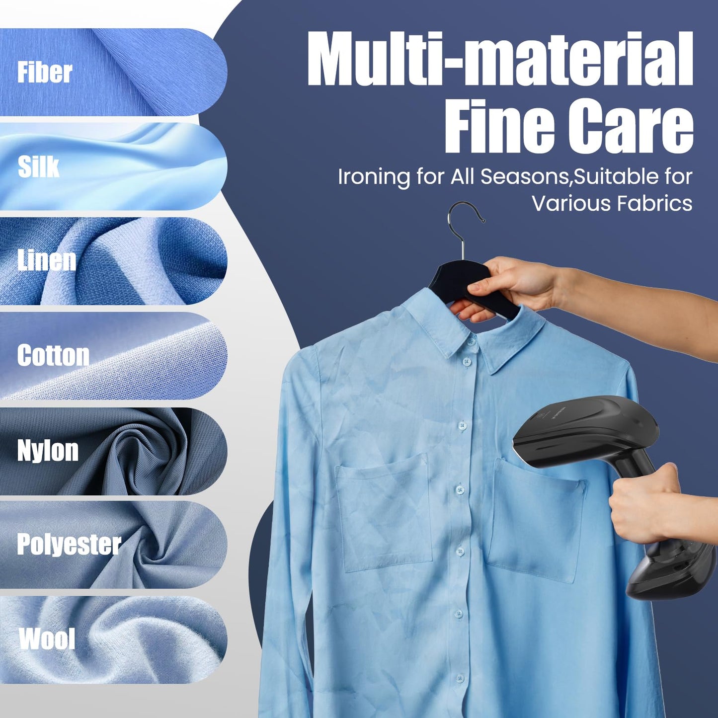 Powerful Handheld Fabric Steamer - 1800W with Fast Ceramic Heat-Up Plate, 2-in-1 Ironing & Wrinkle Remover, Steam Nozzle, Lint Brush - Black, for US 120V Only