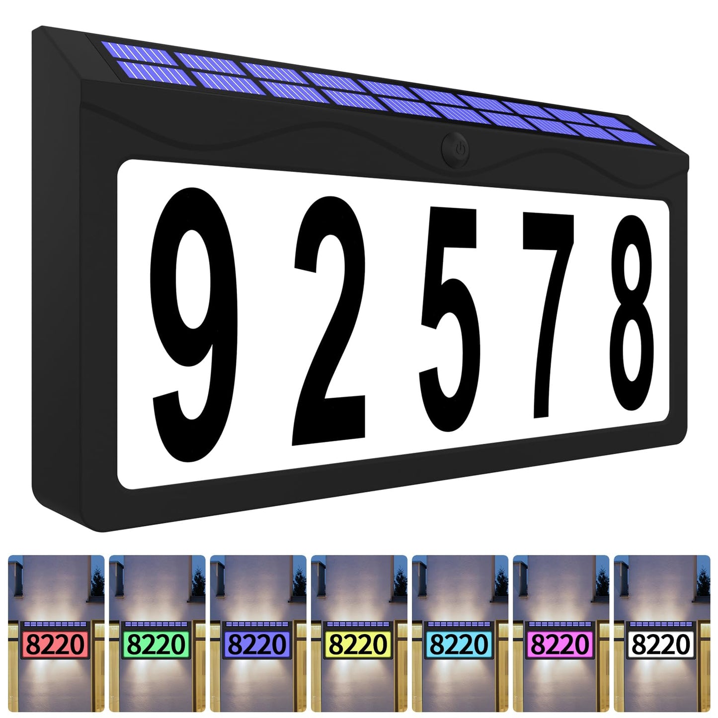 IVWVI Solar Address Sign, Lighted Address Plaque Outdoor Waterproof, Illuminated RGBW Color Address Numbers, House Numbers for Home Street Mailbox Outside