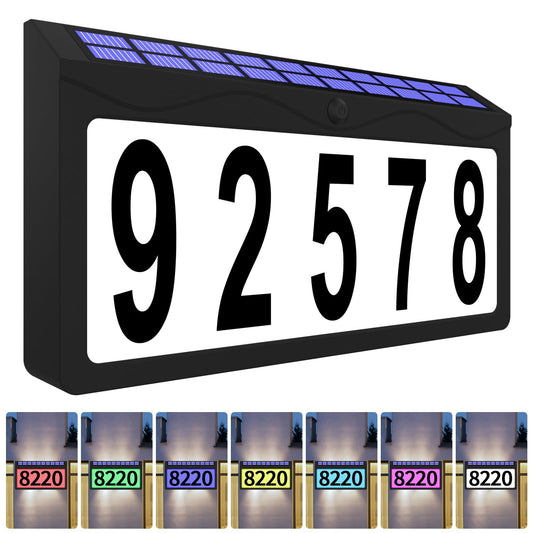 IVWVI Solar Address Sign, Lighted Address Plaque Outdoor Waterproof, Illuminated RGBW Color Address Numbers, House Numbers for Home Street Mailbox Outside