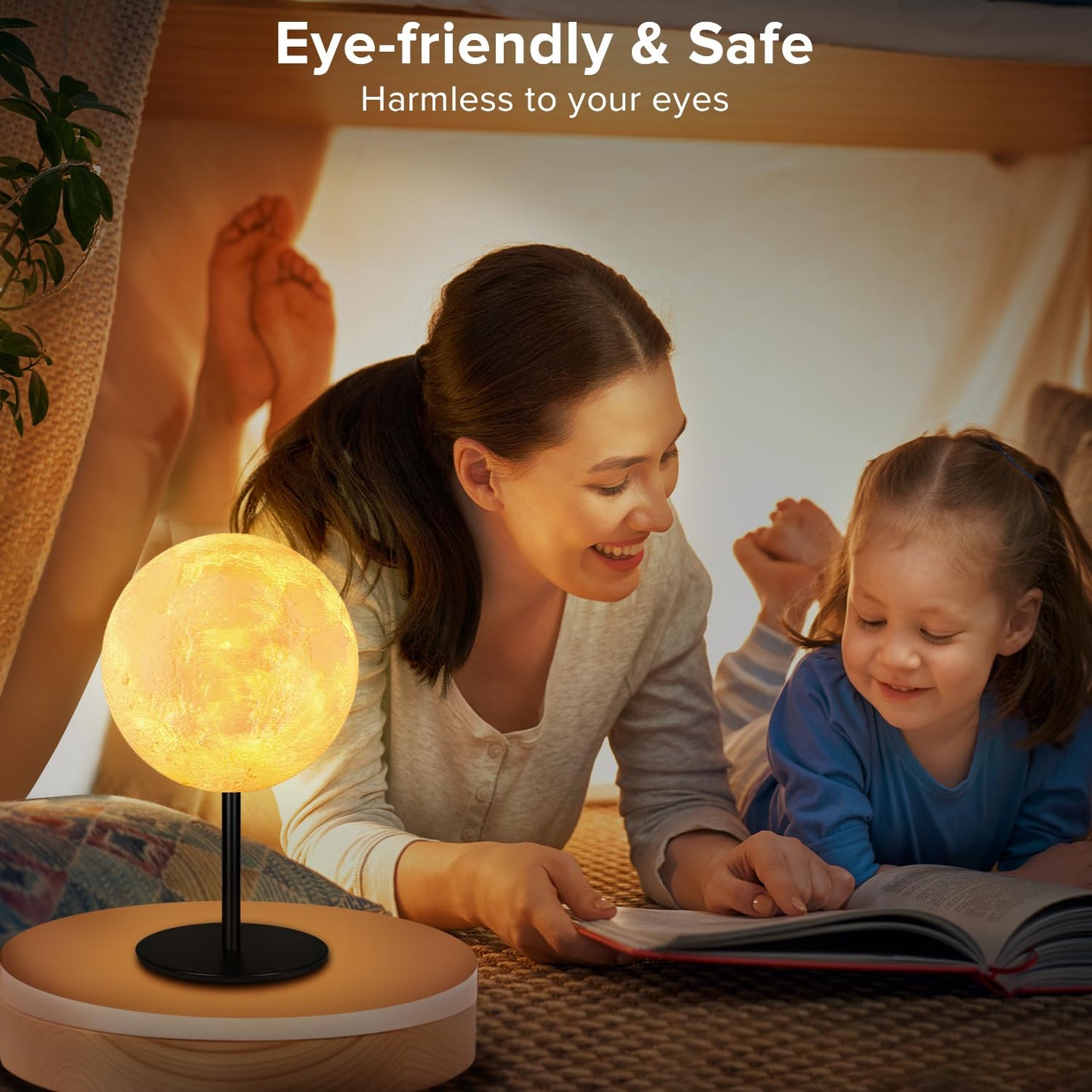 Small Table Lamp Moon Lamp, Bedside Table Lamp for Bedroom, Dimmable Bedside Lamp with 30 Modes, Nightstand Lamp Desk Lamp for Living Room, Kids Room, Office, Dorm, Gift for Boys Girls Teens Women Men