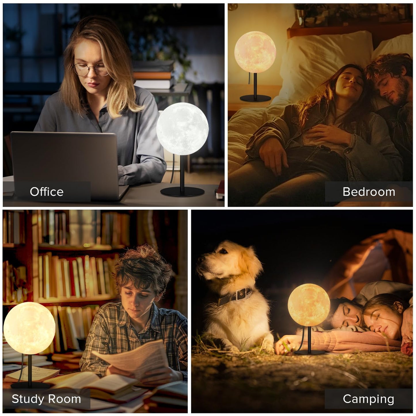 Small Table Lamp Moon Lamp, Bedside Table Lamp for Bedroom, Dimmable Bedside Lamp with 30 Modes, Nightstand Lamp Desk Lamp for Living Room, Kids Room, Office, Dorm, Gift for Boys Girls Teens Women Men