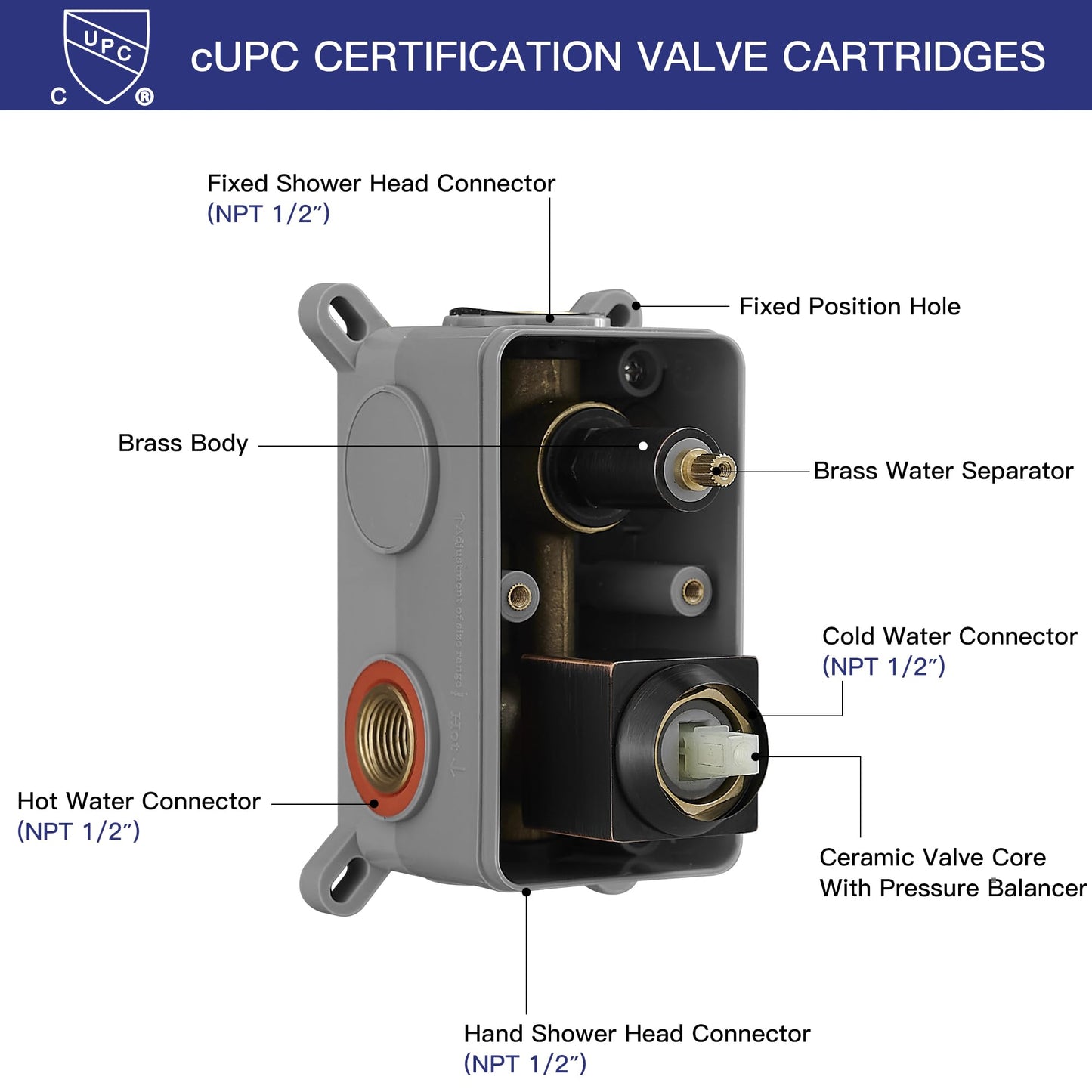 RUMOSE Oil Rubbed Bronze Rainfall Shower System 12 Inch High Pressure Square Shower Head with 2 in 1 Handheld Spray Wall Mount Brass Bathroom Shower Faucet Set with cUPC Certified Rough-in Valve