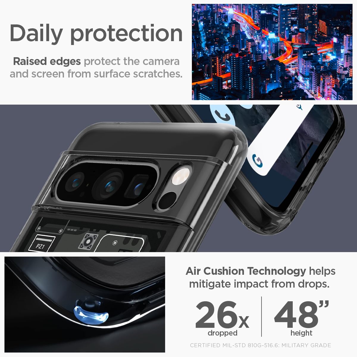 Spigen for Pixel 8 Pro Case, Ultra Hybrid (2023) [Anti-Yellowing] [Military-Grade Protection] - Zero One