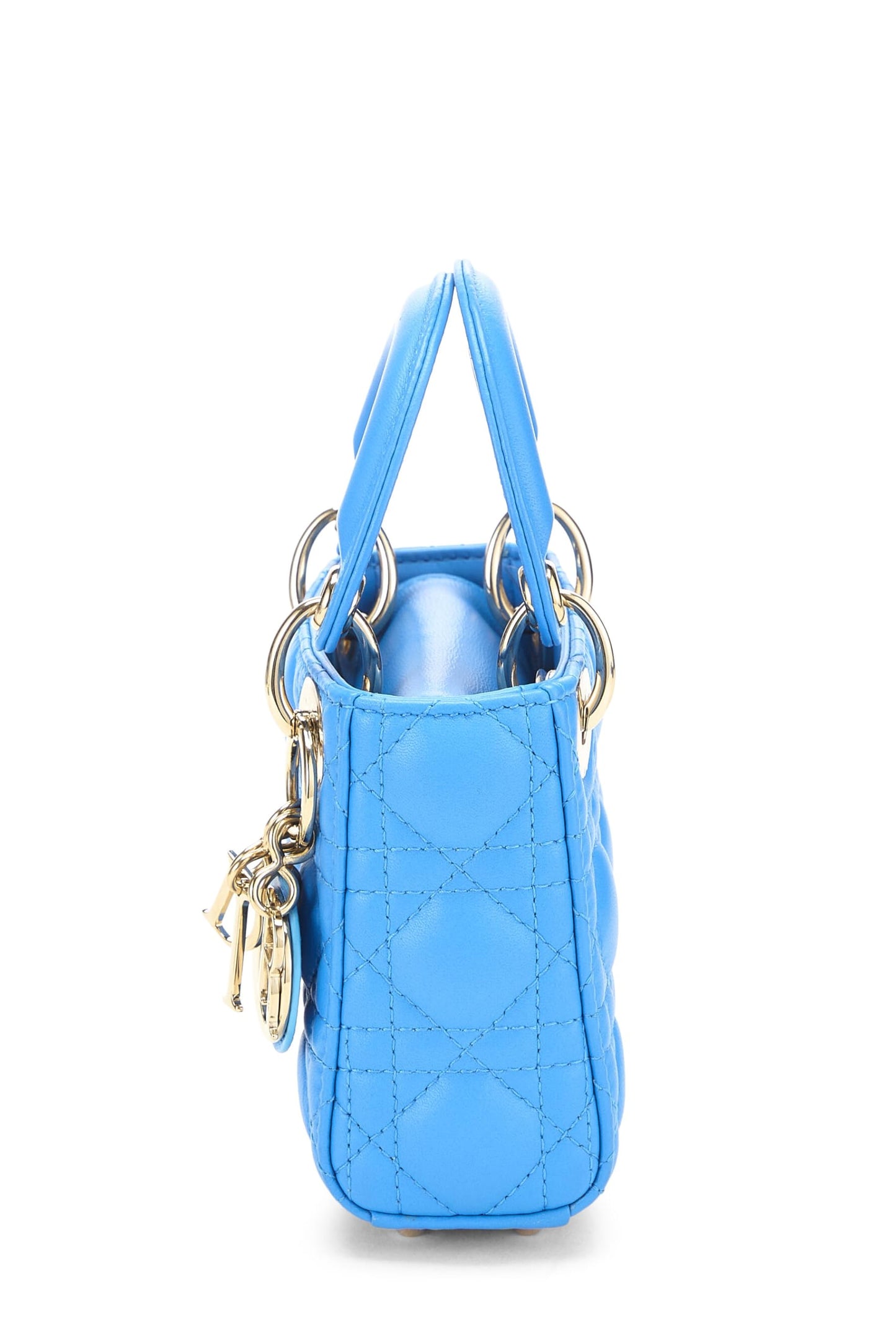Dior, Pre-Loved Blue Lambskin Lady Dior Micro, Blue