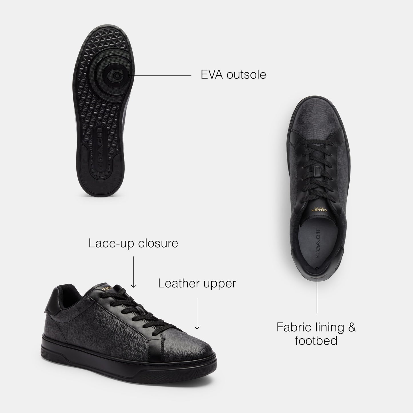 COACH Men's High Line Sneaker, Graphite/Black, 8