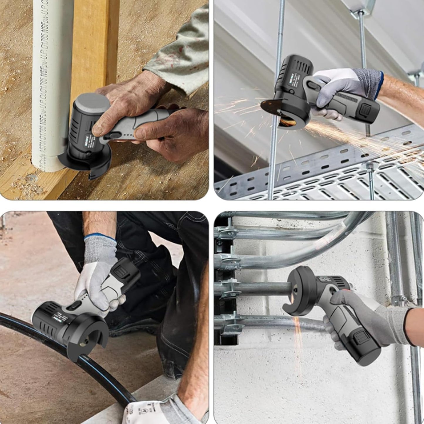 Mini Angle Grinder, 12V Multifunctional Cordless Angle Grinder Kit with Cutting Disc, Multifunctional Cordless AngleGrinders Kit, 1500mah Battery Powers for Metal Wood (2 Battery)