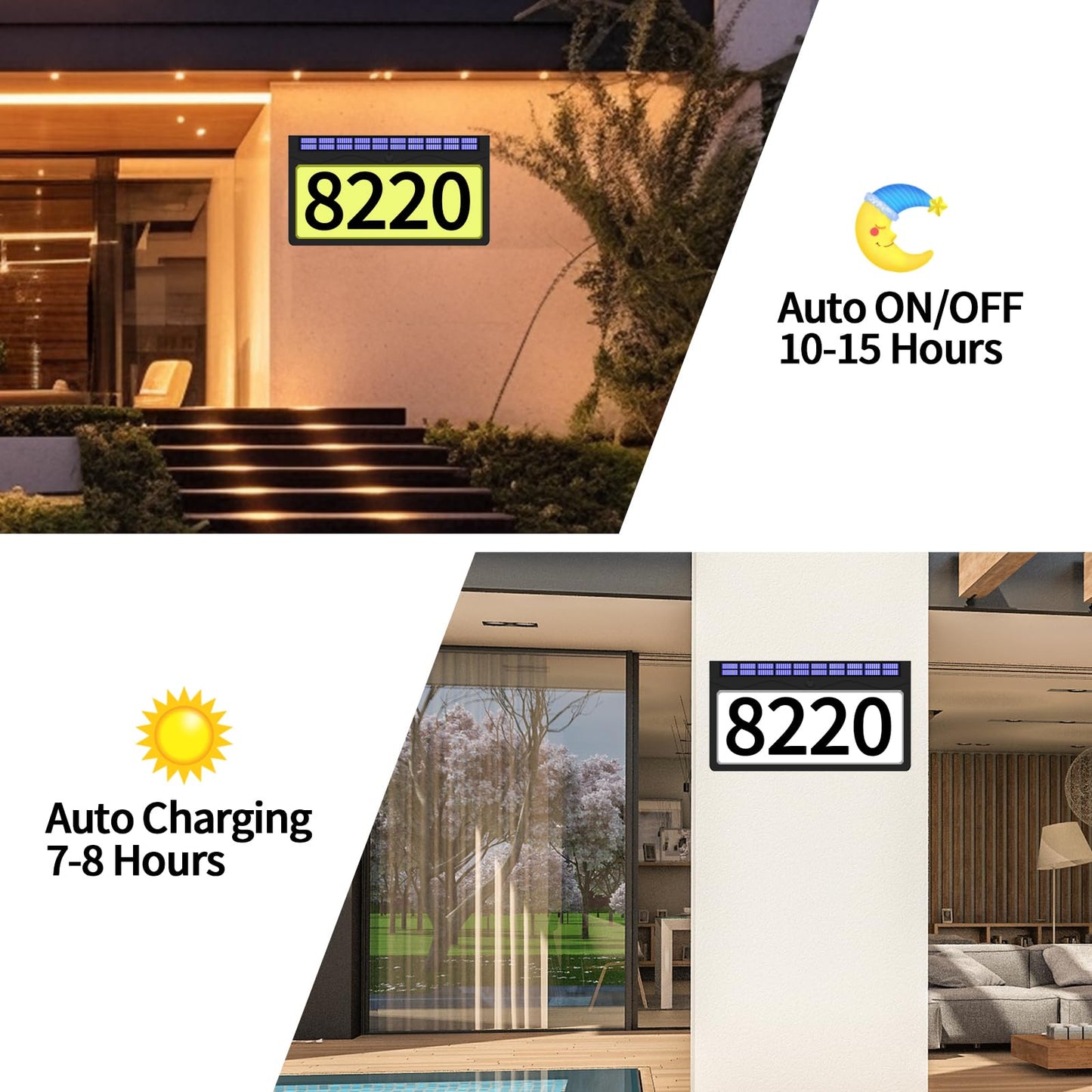 IVWVI Solar Address Sign, Lighted Address Plaque Outdoor Waterproof, Illuminated RGBW Color Address Numbers, House Numbers for Home Street Mailbox Outside