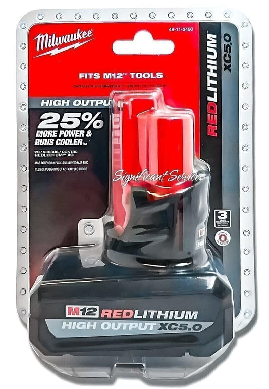 Milwaukee 48-11-2450 12V Lithium-Ion High Output 5Ah Battery Pack (G0803029)