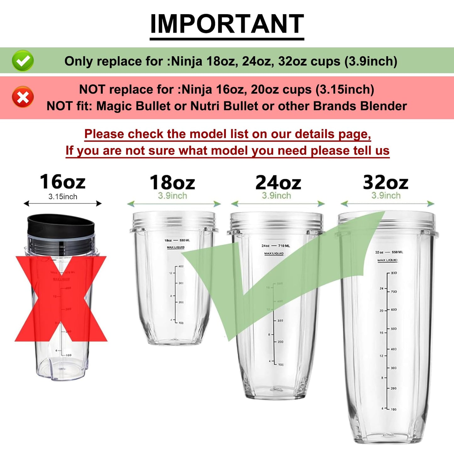 Replacement 24oz Blender Cups with Lid for Ninja, 7 Fins Extractor Blade Compatible with Nutri Auto iQ BN401 BN751 BN801 BL642 BL456 BL480 Foodi SS401 SS101 NN100 NN210 NN102 BL2012