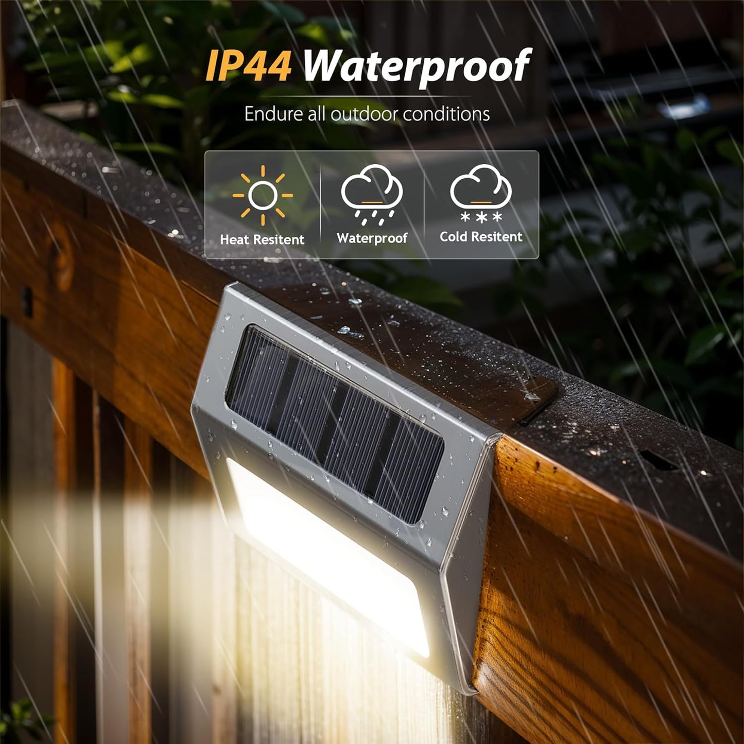 Otdair Solar Lights Outdoor Waterproof, Solar Fence Lights Auto On/Off, Bright LED Outdoor Lighting for Fence, Patio, Deck, Garden, Pathway