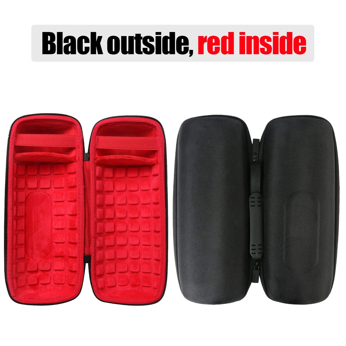 co2CREA Hard Travel Case for Replacement for JBL Charge 4 / Replacement for JBL Charge 5 Waterproof Bluetooth Speaker (Outside Black and Inside Red)