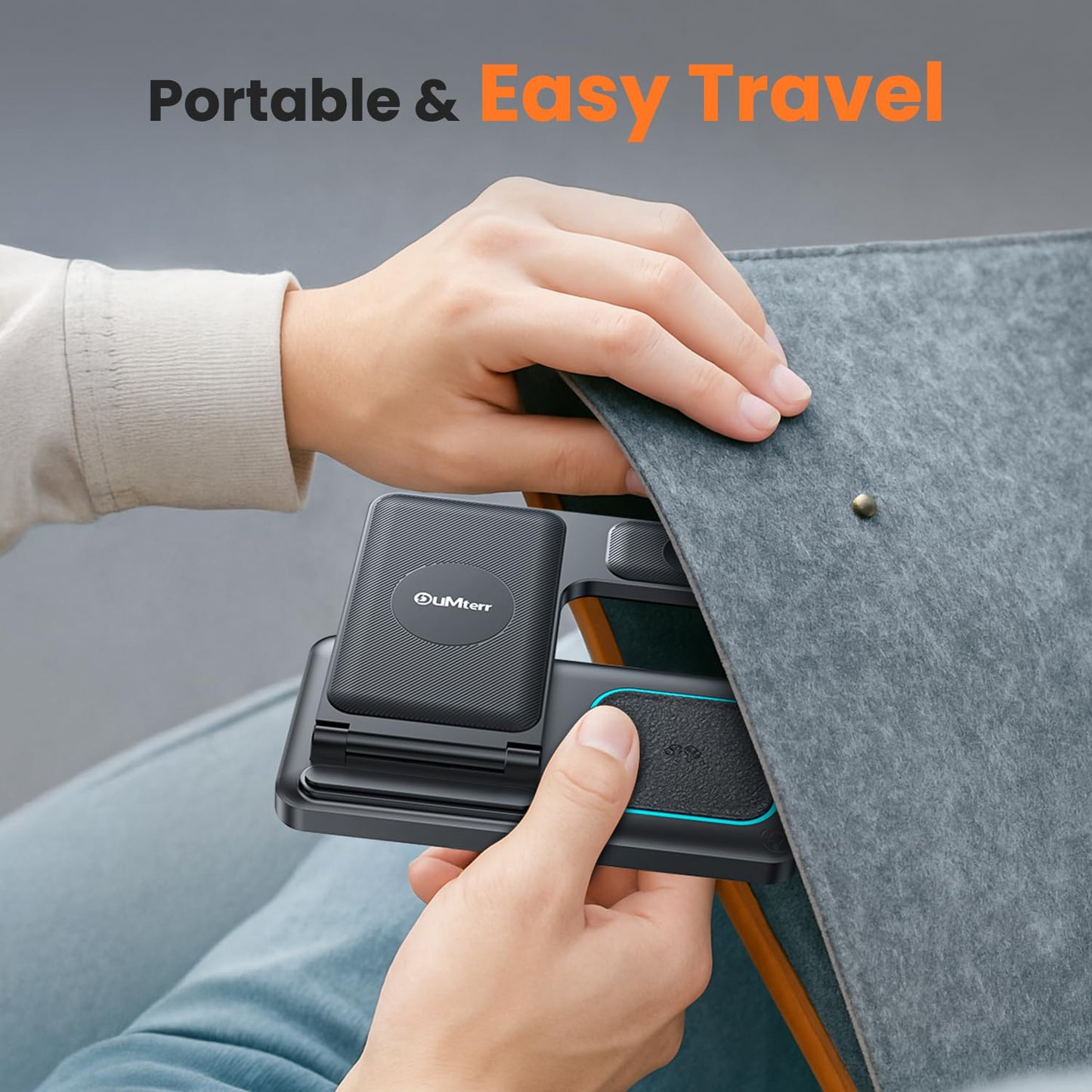 DUMTERR 3 in 1 Wireless Charger for iphone 16 15 14 13 12 11 XR 8, Apple Charging Station for Apple Watch 10/9/Ultra/8/7/SE/6/5/4 & AirPods Series, Wireless Charging Station for Multiple Devices Apple