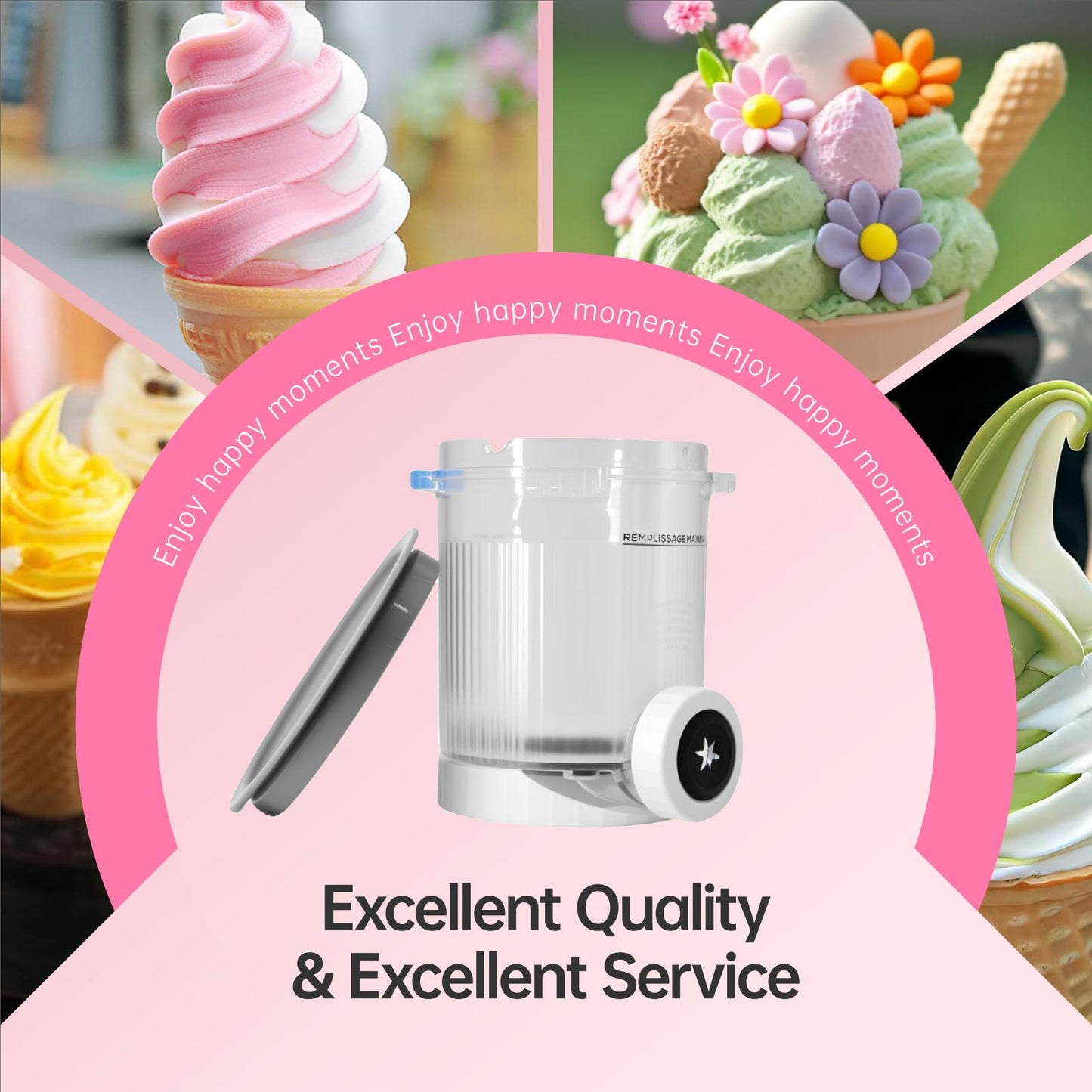 Foyezod Ice Cream Storage Cups 2-Pack Pint Containers with Lids Replacement for Ninja Creami Swirl NC700 NC701 Series, Freezer Containers for Homemade Gelato, Sorbet & Soft Serve