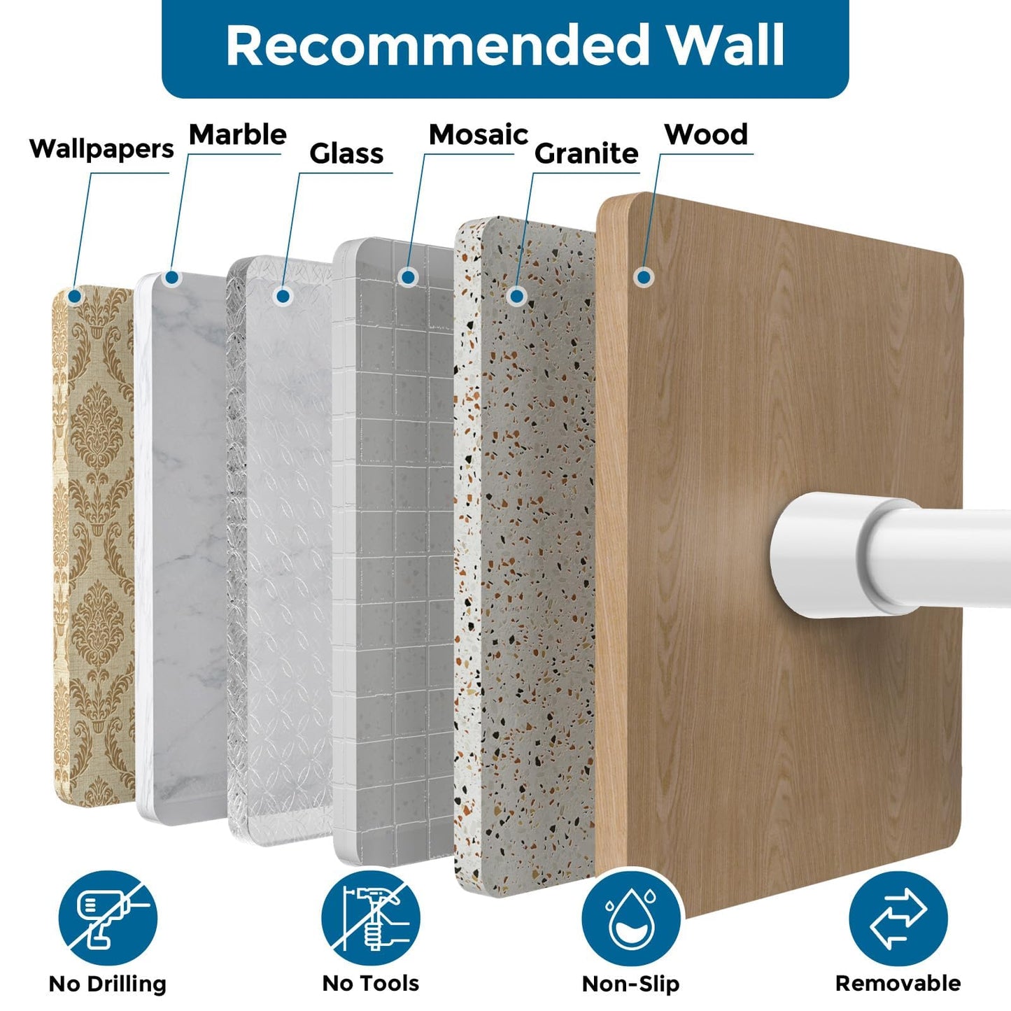 AIZESI 2pcs Spring Tension Rods Adjustable 26 to 39 inch Small Tension Curtain Rod No Drilling Expandable Spring Loaded Curtain Rod,Suitable for Doors and Windows 28 to 36 inch, White