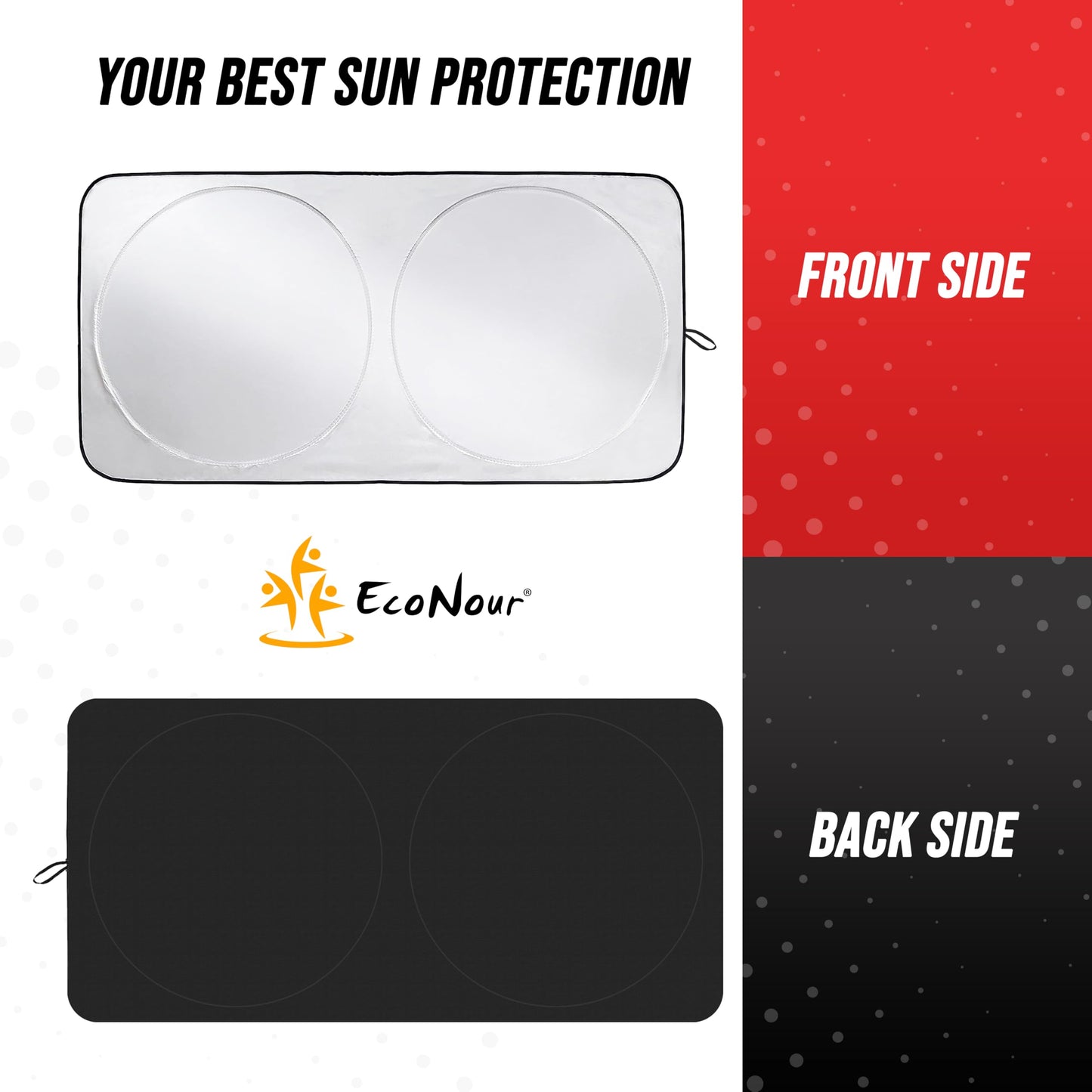 EcoNour Windshield Sun Shade for Tesla Model 3/Y Cars | (2016–2025) Foldable Sun Shield | Tesla Accessories – Upgraded Windshield Fits for Both Tesla Model Y Sunshade and Tesla Model 3 Sunshade