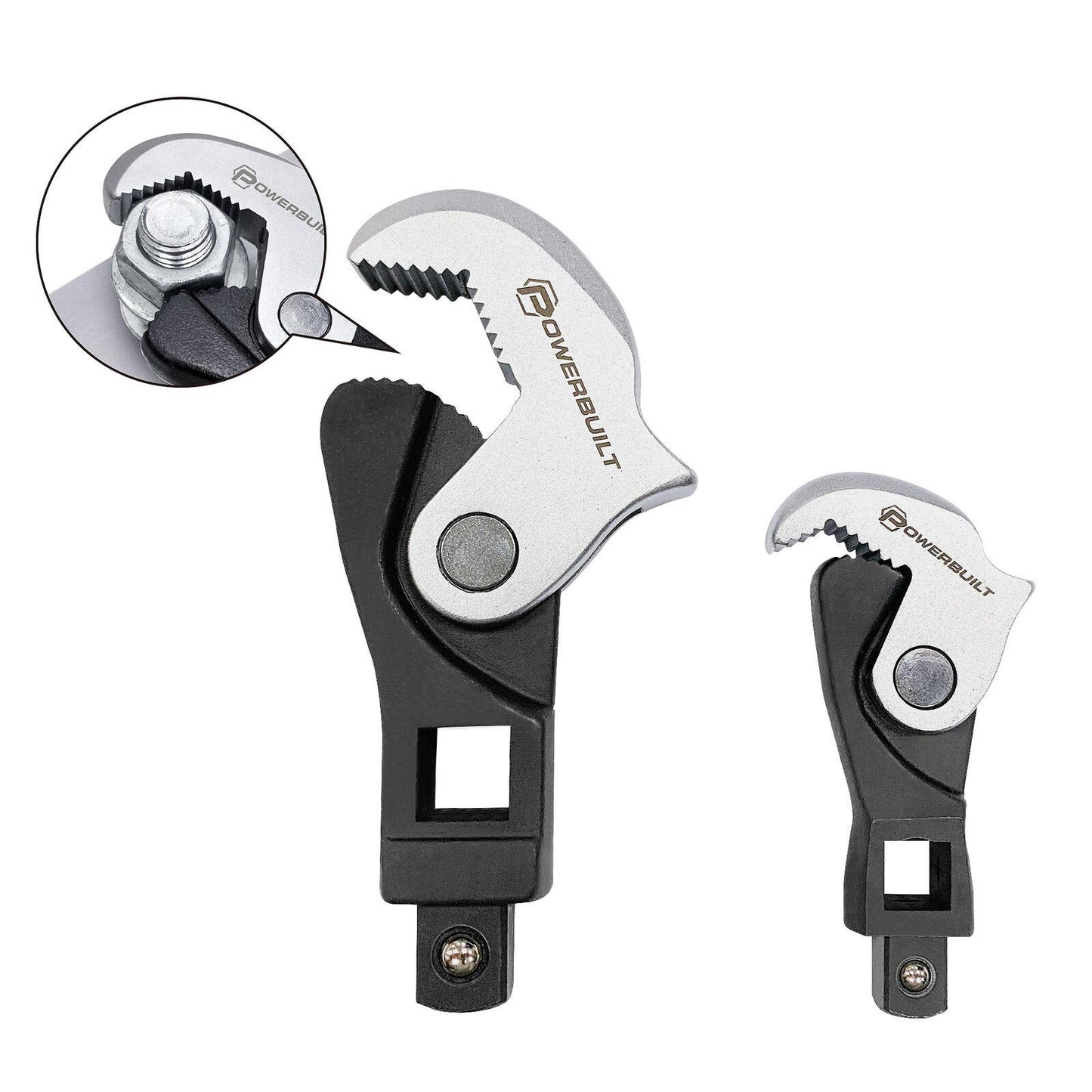 Powerbuilt 2 Piece Spring-Loaded Crowfoot Wrench Set, Adjustable, Auto Size, Universal, Self-Adjusting, Power Grip , Rapid Wrench- 240274