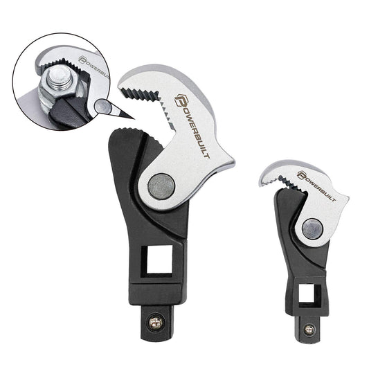 Powerbuilt 2 Piece Spring-Loaded Crowfoot Wrench Set, Adjustable, Auto Size, Universal, Self-Adjusting, Power Grip , Rapid Wrench- 240274