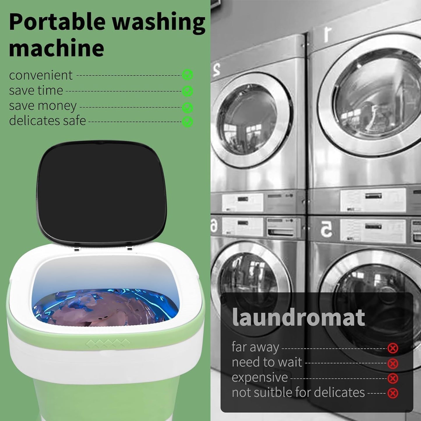 Portable Washing Machine, 16L Upgraded with Spin Basket Laundry Machine, 3 Cleaning Modes Suitable for Small Clothes, Foldable Design Ideal for Hotel, Campain, Apartment and Home